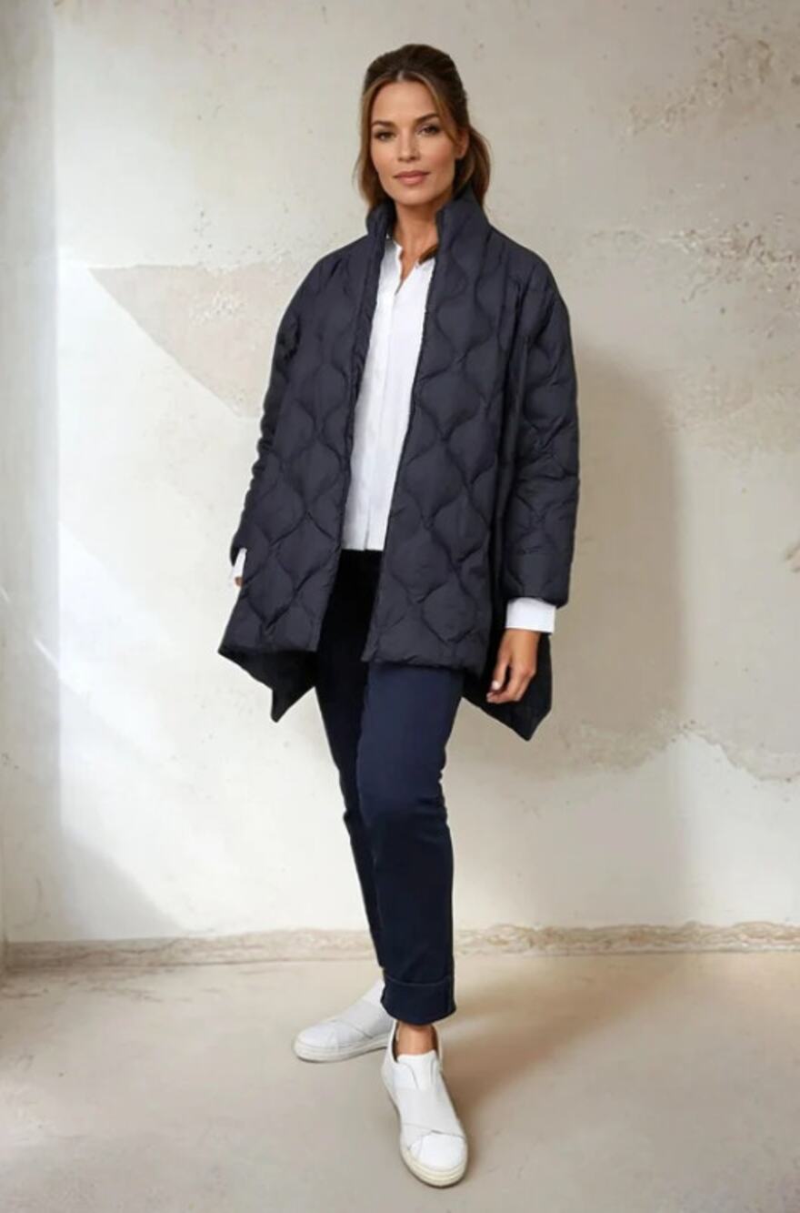 JARBO ZENTNER Cortina Goose Down Quilted Jacket Lagenlook Oversize Sz XL $498
